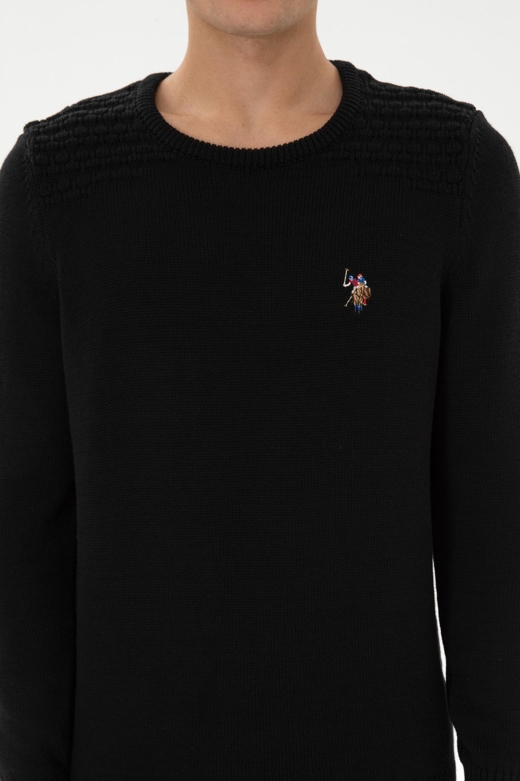Erkek Slim Fit Bisiklet Yaka Siyah Kazak - U.s. polo assn фото 6