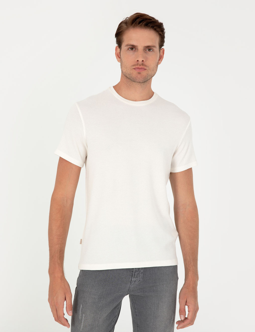 Ekru Slim Fit Basic Ti__rt