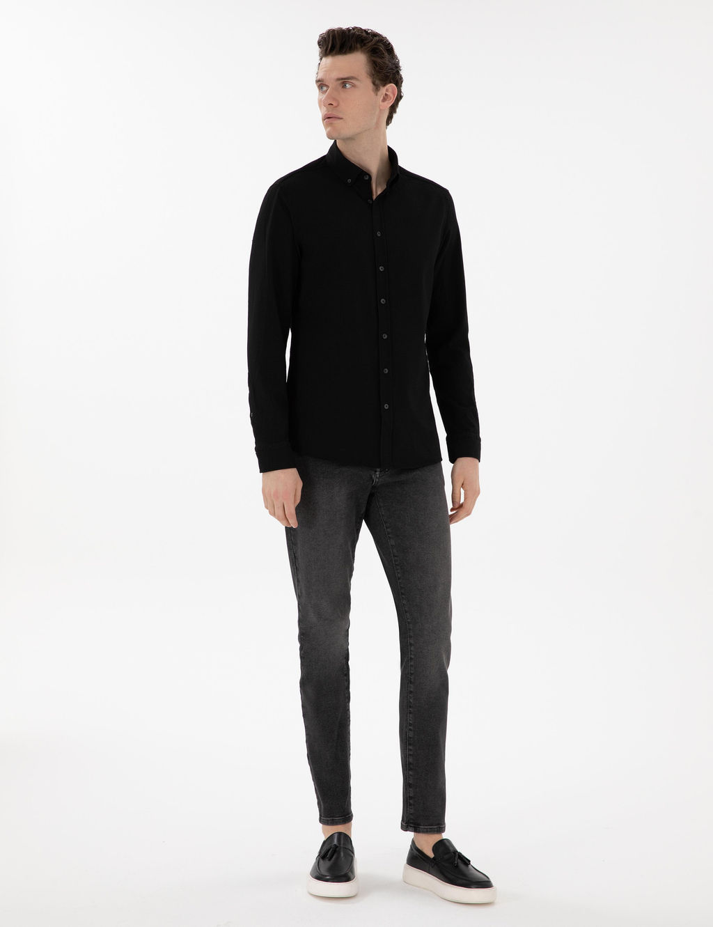 Siyah Slim Fit Uzun Kollu G_mlek - Pierre cardin фото 4