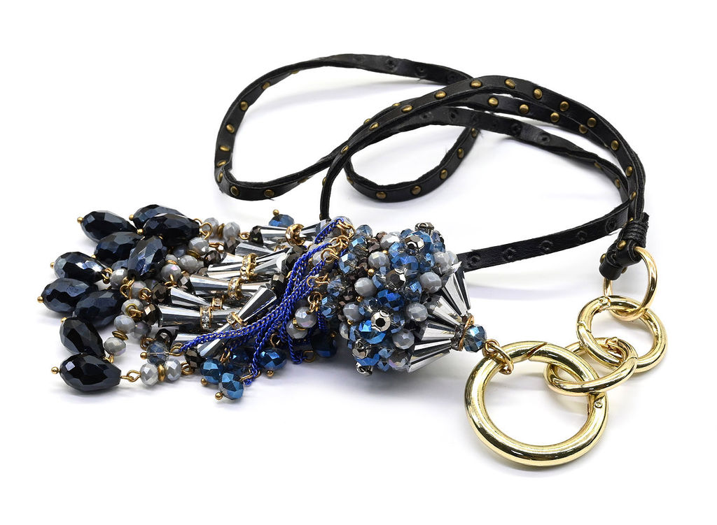 Подвеска из циркона на кожаном шнурке, 76см