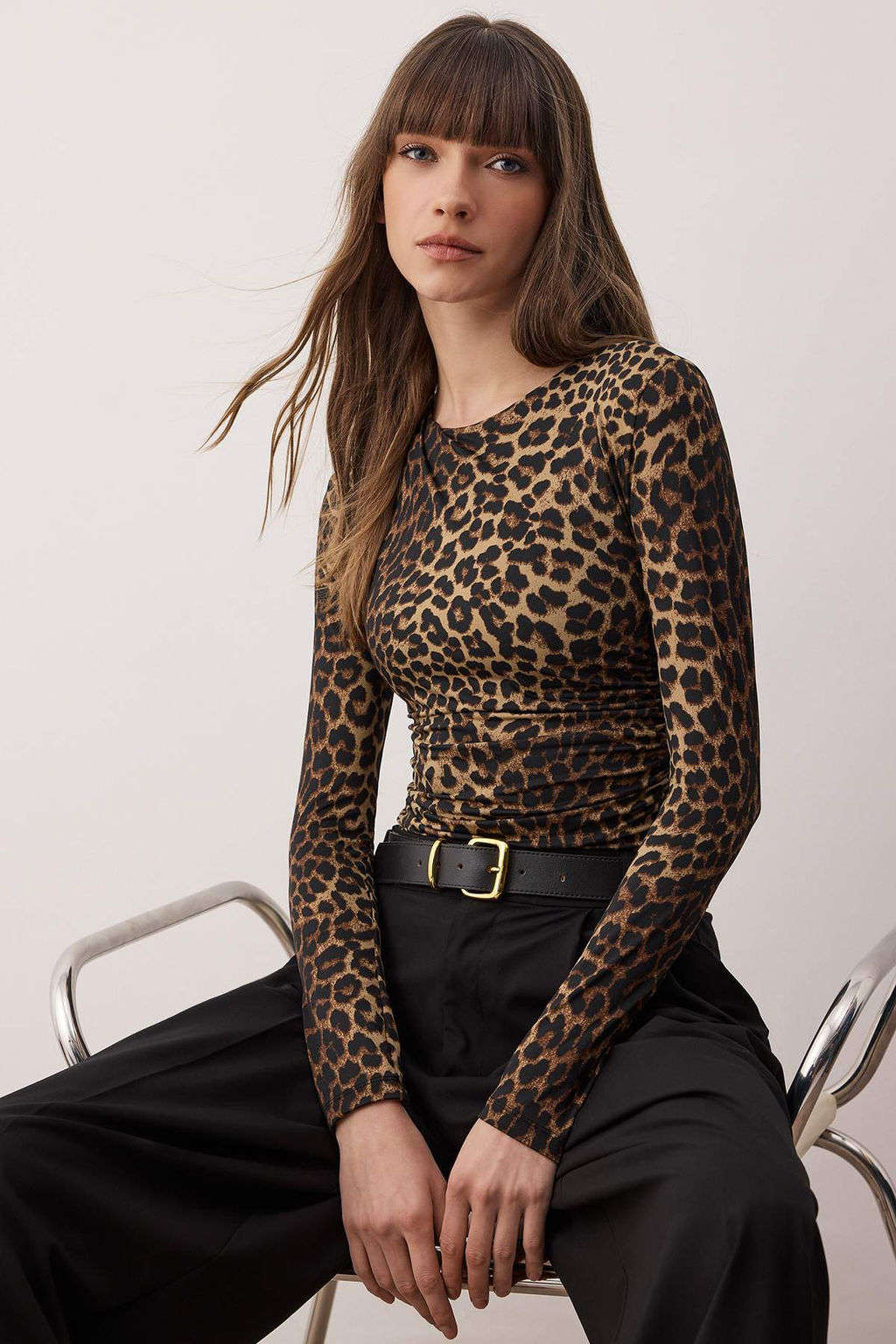 Kahverengi Leopar Bask?l? Alttan C?tct?l? Esnek Orme Body TWOAW26BD00016