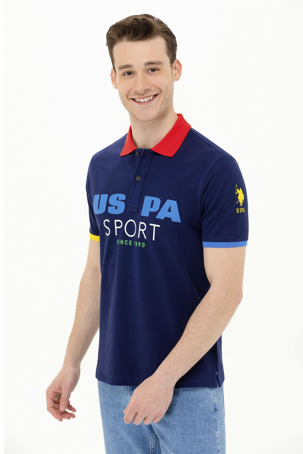 Мужская темно-синяя футболка с воротником-поло - U.s. polo assn фото 12