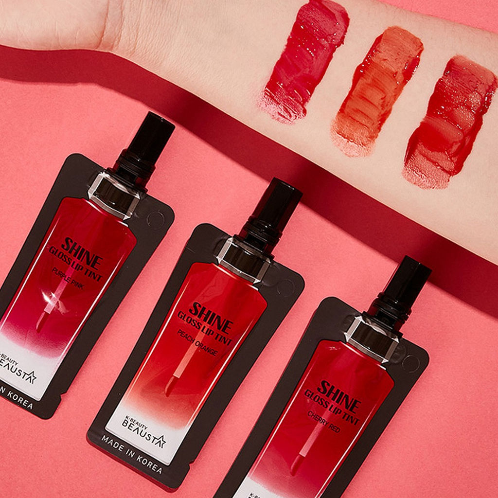 Beausta Набор стойких тинтов для губ / Shine Gloss Lip Tint, 3 шт.  фото 6