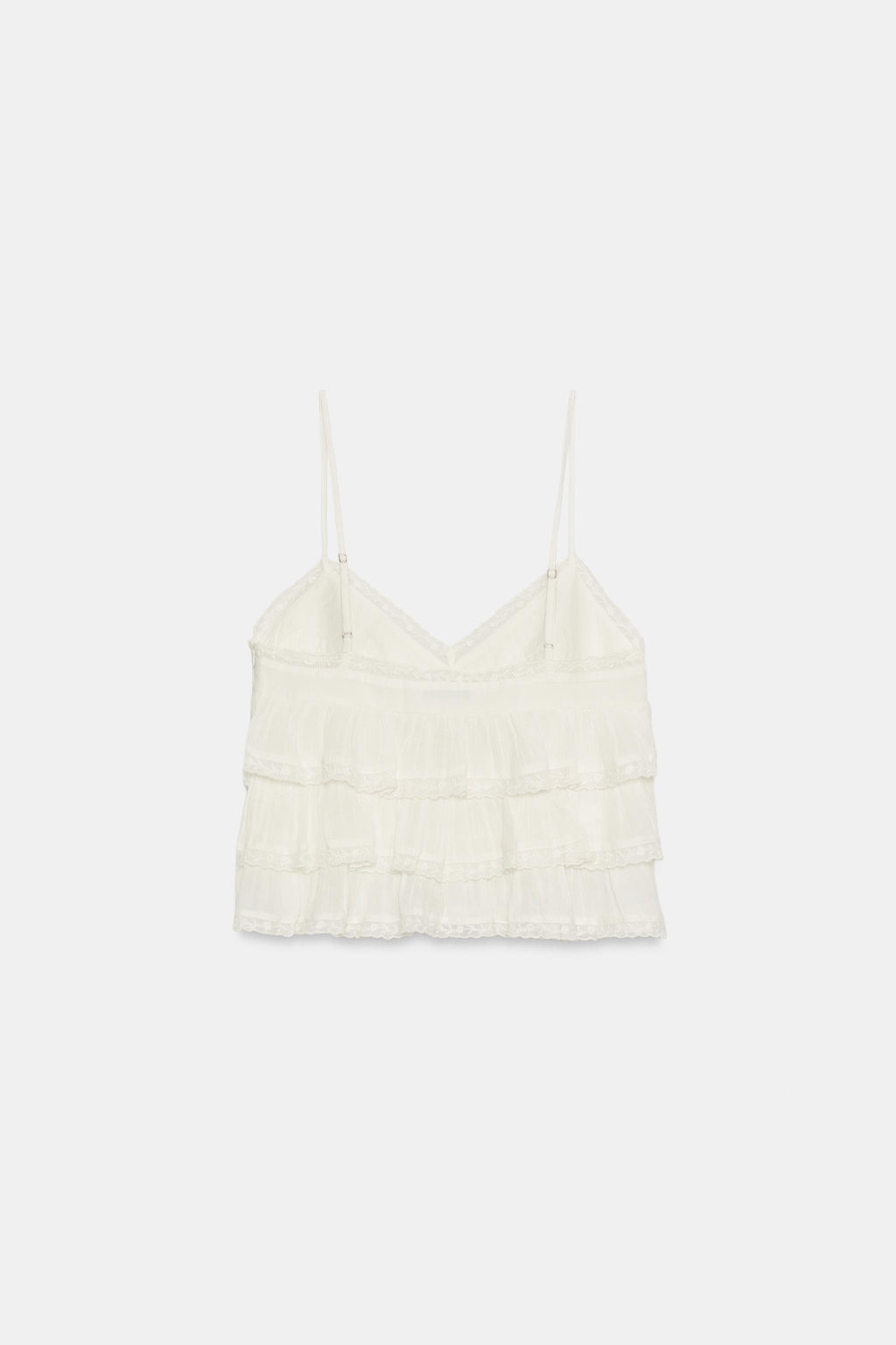 TOP GASA VOLANTES BORDADOS / Blanco roto