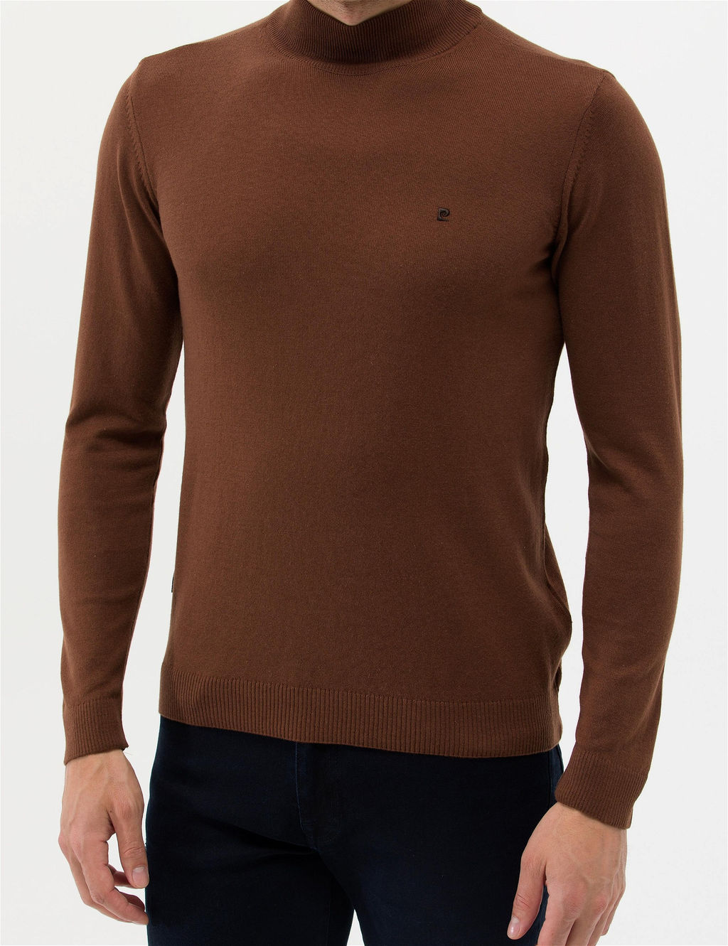 Kahverengi Slim Fit Yar_m Bal_k__ Yaka Basic Triko Kazak - Pierre cardin фото 6