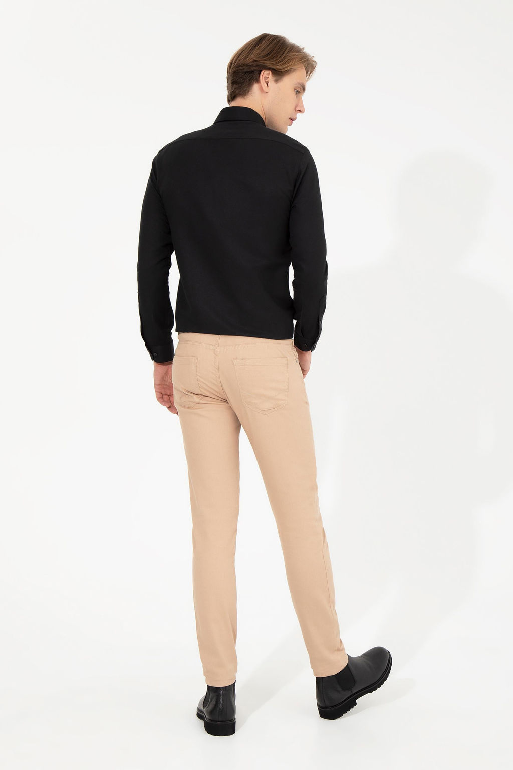 Erkek Slim Fit Kum Kanvas Pantolon