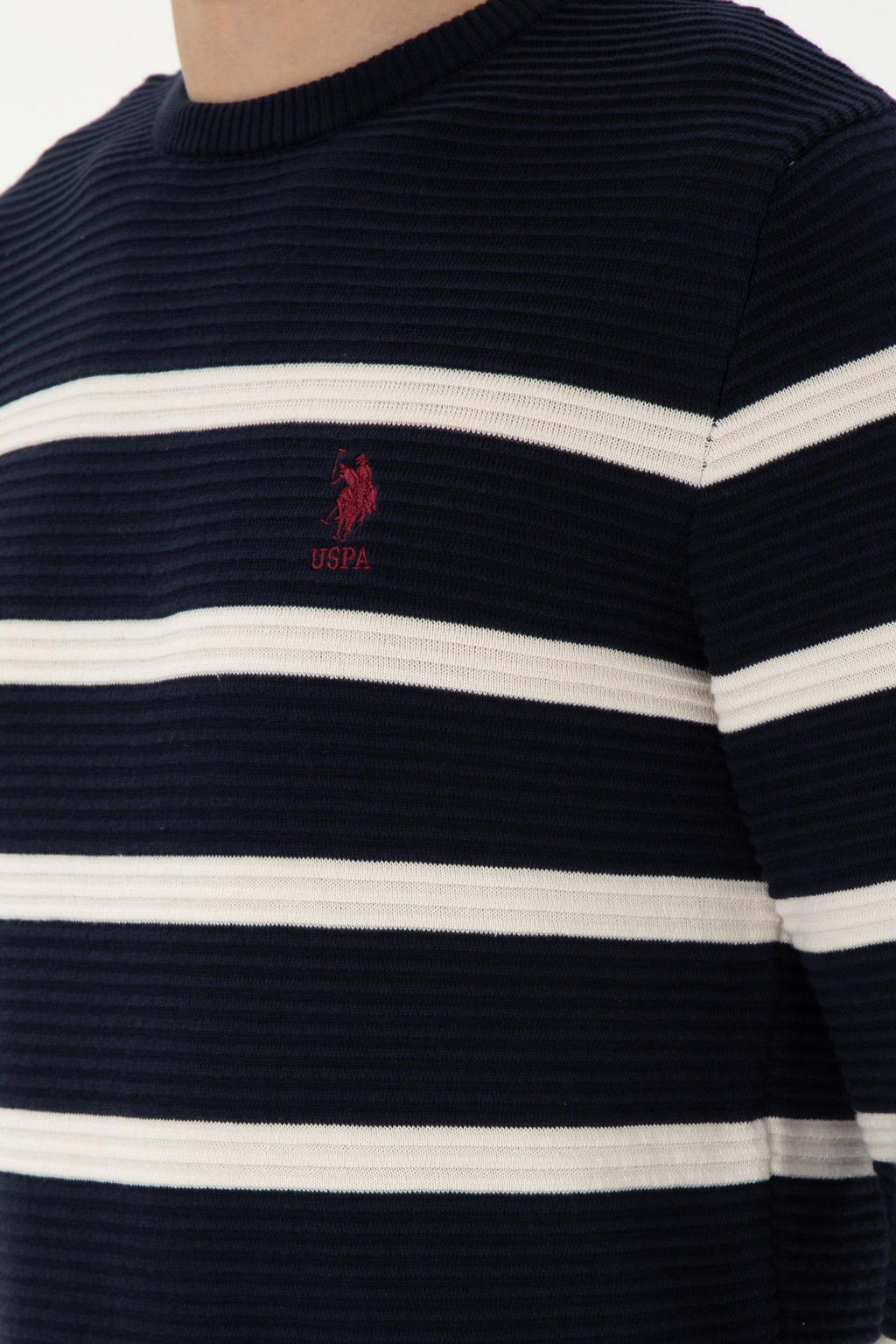 Erkek Slim Fit Bisiklet Yaka Lacivert Kazak