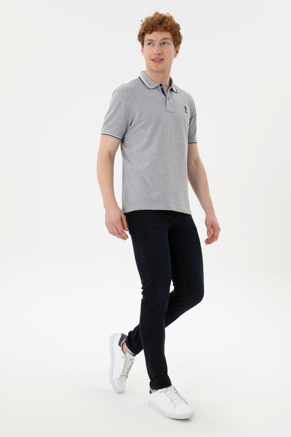 Мужская серая меланжевая базовая футболка - U.s. polo assn фото 11