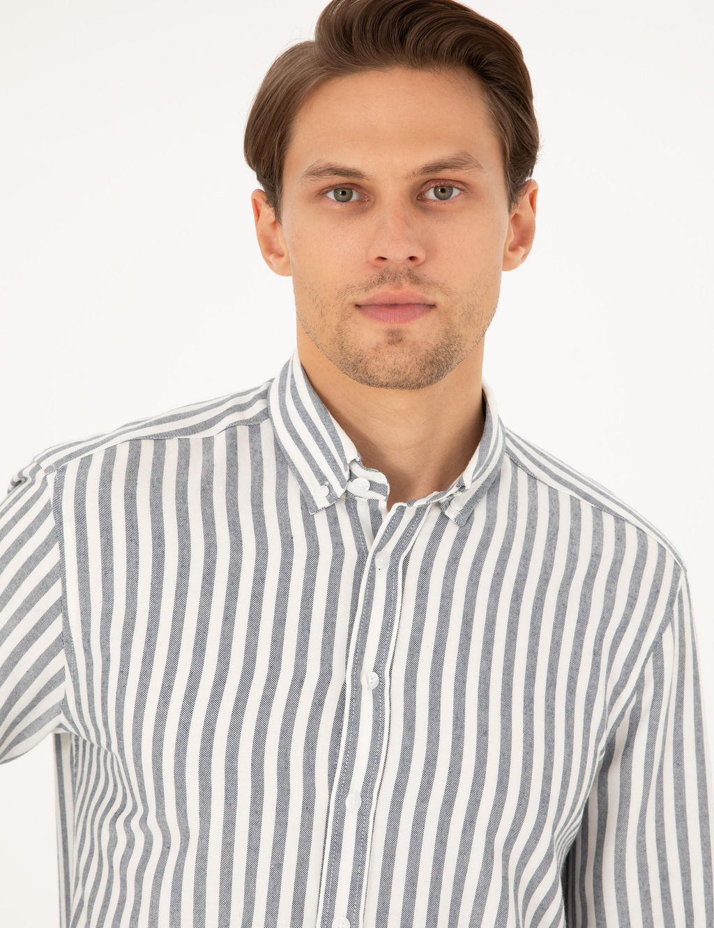 Рубашка Regular Fit темно-синяя в полоску