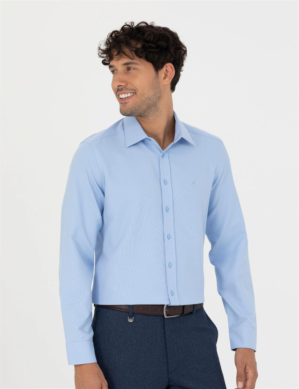 Koyu Mavi Slim Fit Uzun Kollu G_mlek