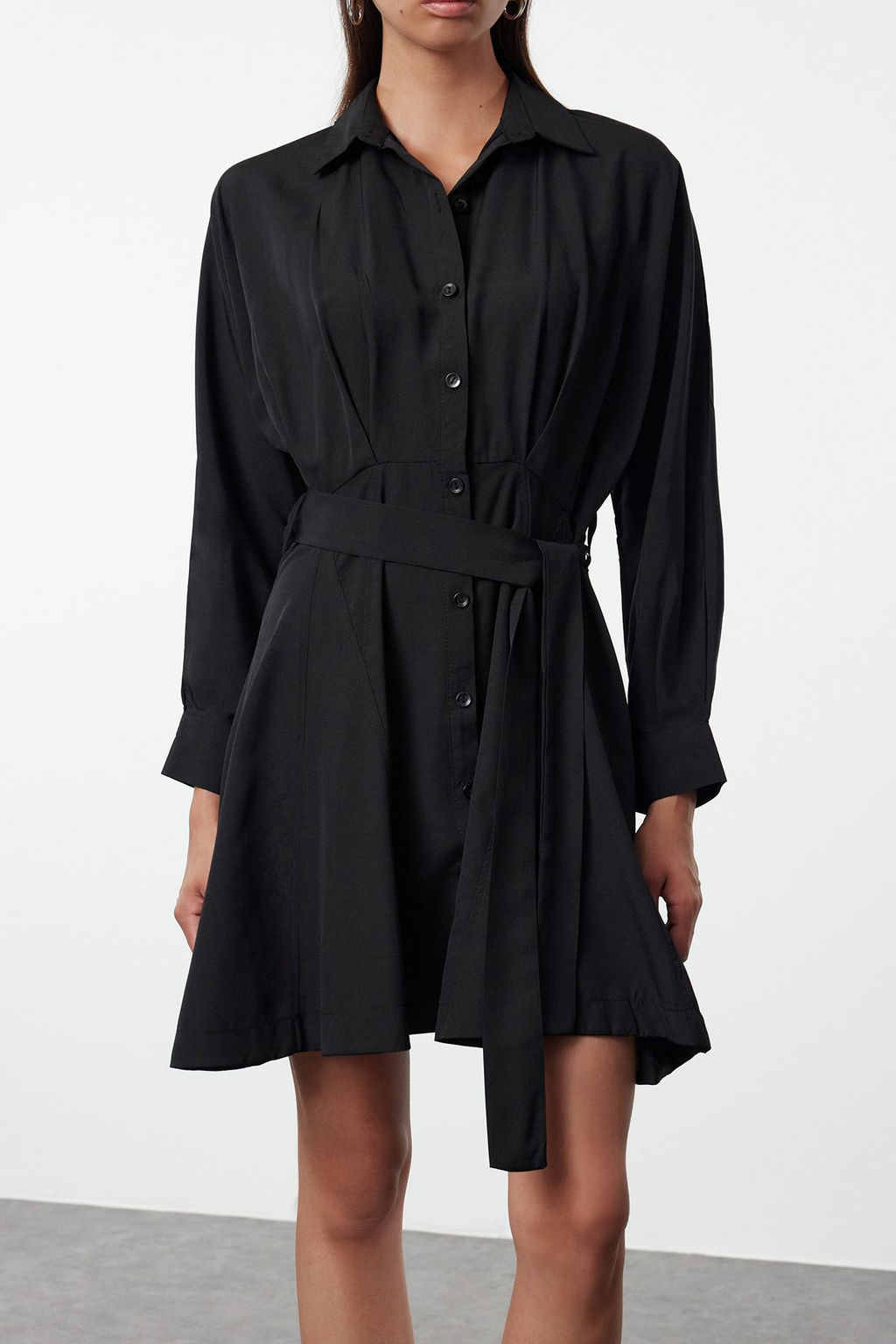 TRENDYOLMILLA Mavi Kusakl? Cizgili Mini Dokuma Gomlek Elbise TWOAW25EL00154  фото 3