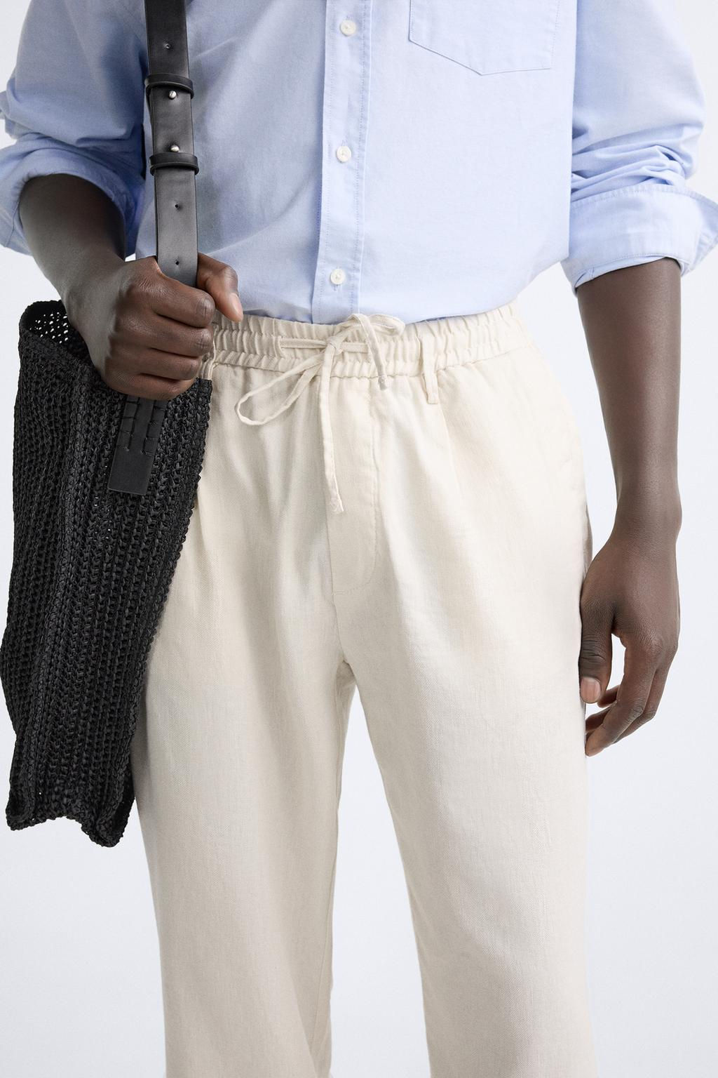 PLEATED COTTON - LINEN TROUSERS - Zara фото 5