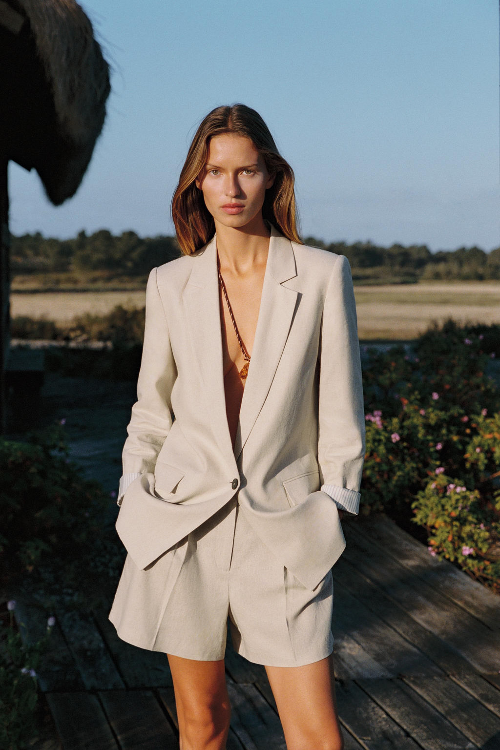 LINEN BLEND BLAZER WITH PRINTED CUFFS - Zara фото 40