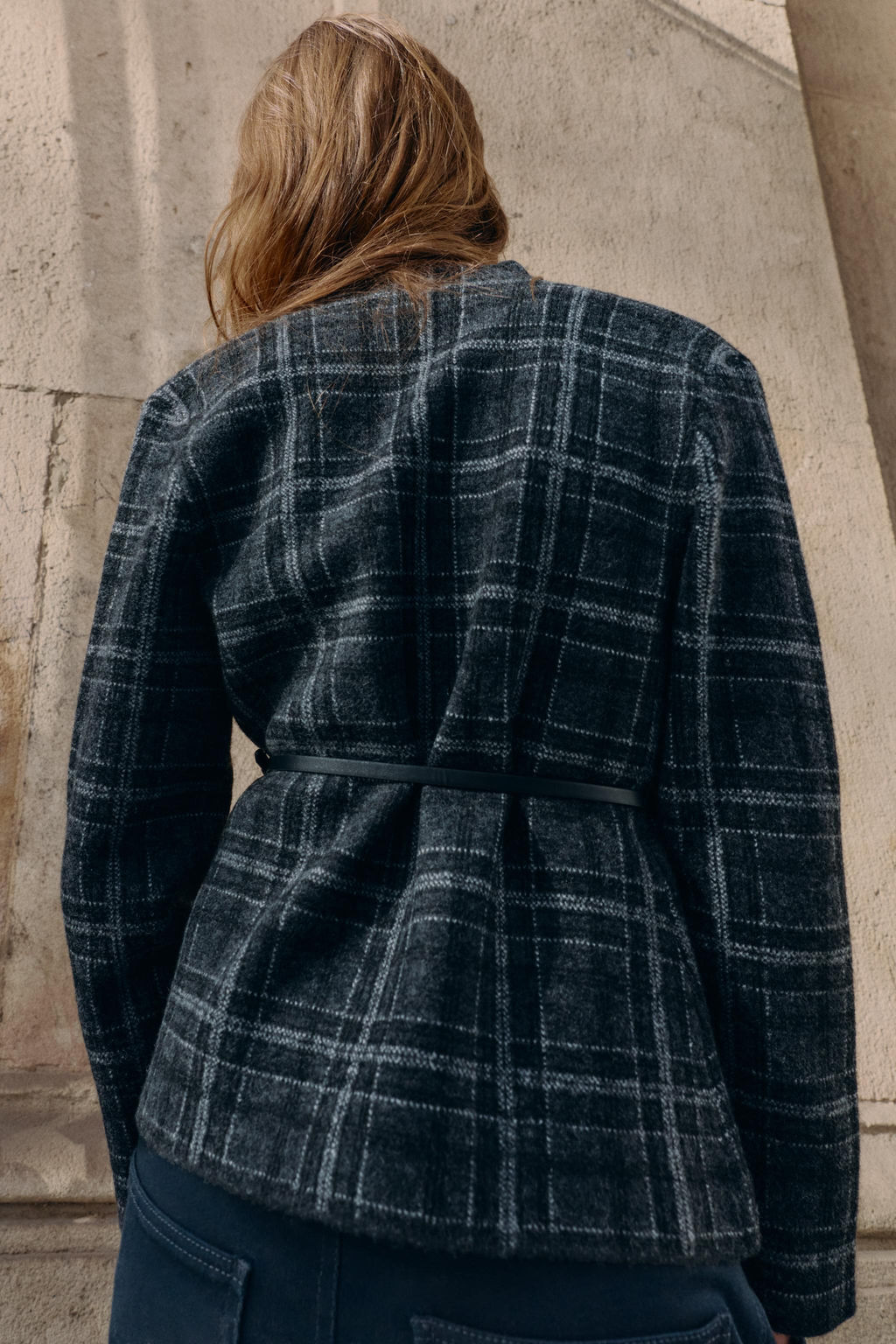 CHECK KNIT CARDIGAN WITH BELT - Zara фото 9