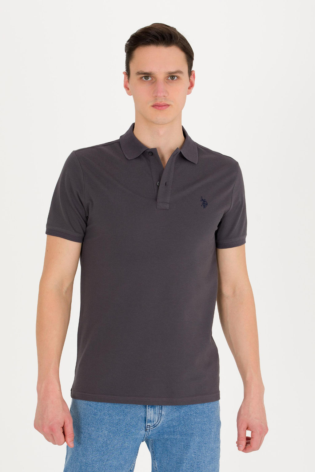 Мужская антрацитовая футболка с воротником поло Basic - U.s. polo assn фото 15