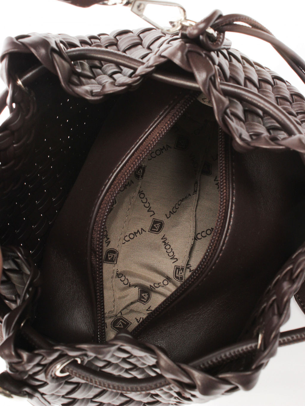 LACCOMA сумка СУ038-темно-коричневый эко кожа хлопок  фото 5