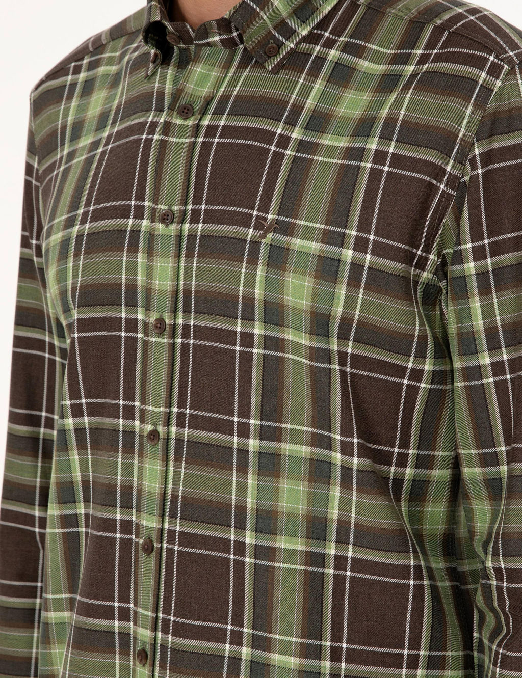 Светло-зеленая рубашка обычного кроя в шотландскую клетку - Cacharel фото 7