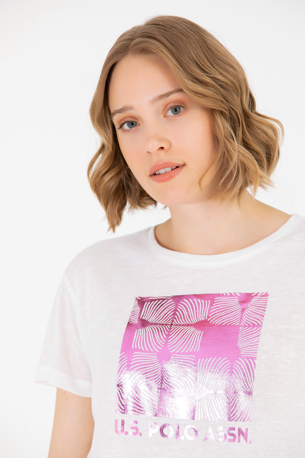 U. S. Polo Assn Женская футболка цвета экрю с круглым вырезом - U.s. polo assn фото 4