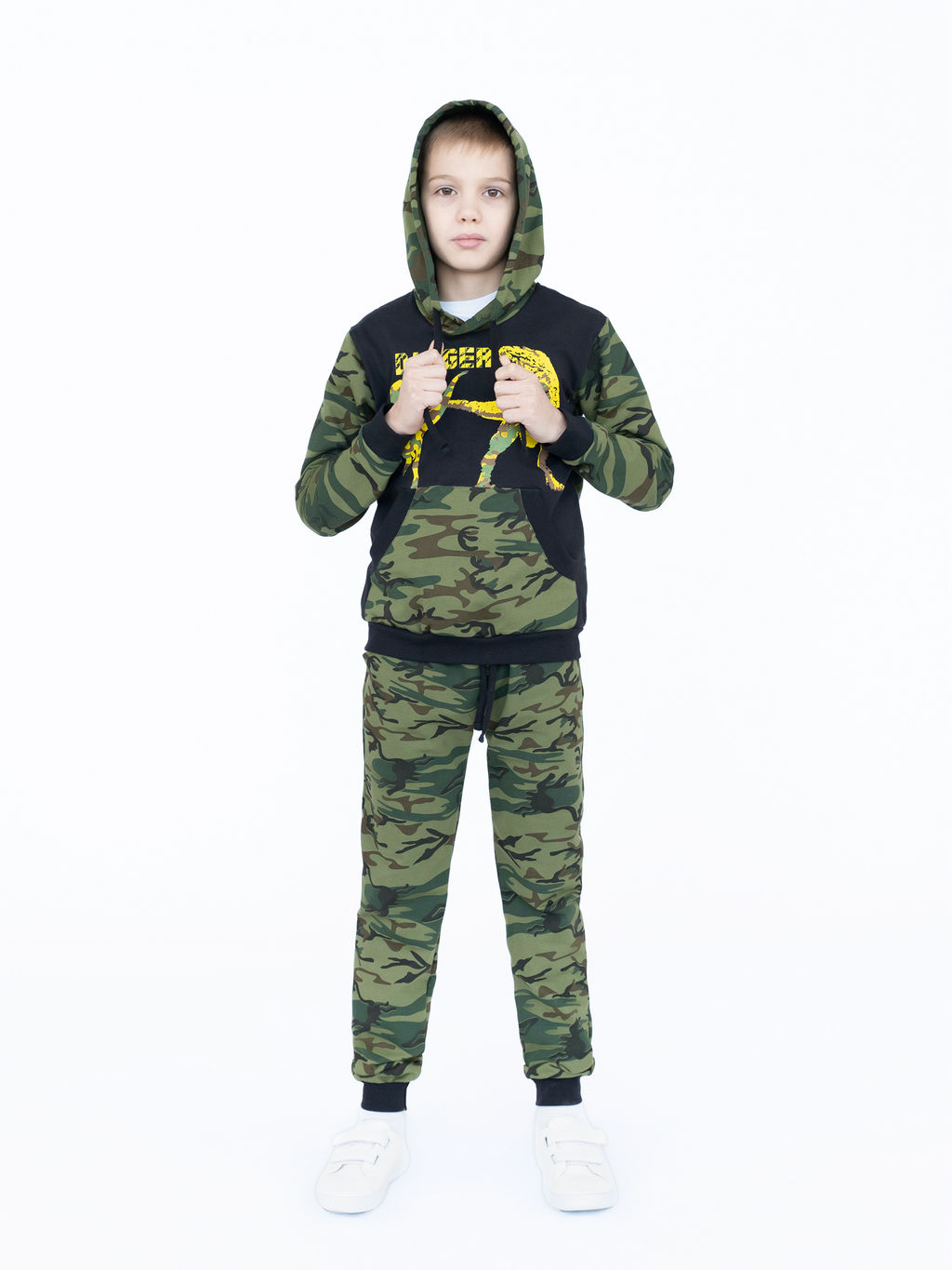 Костюм детский хаки/черный принт дино 747 (98, 56)