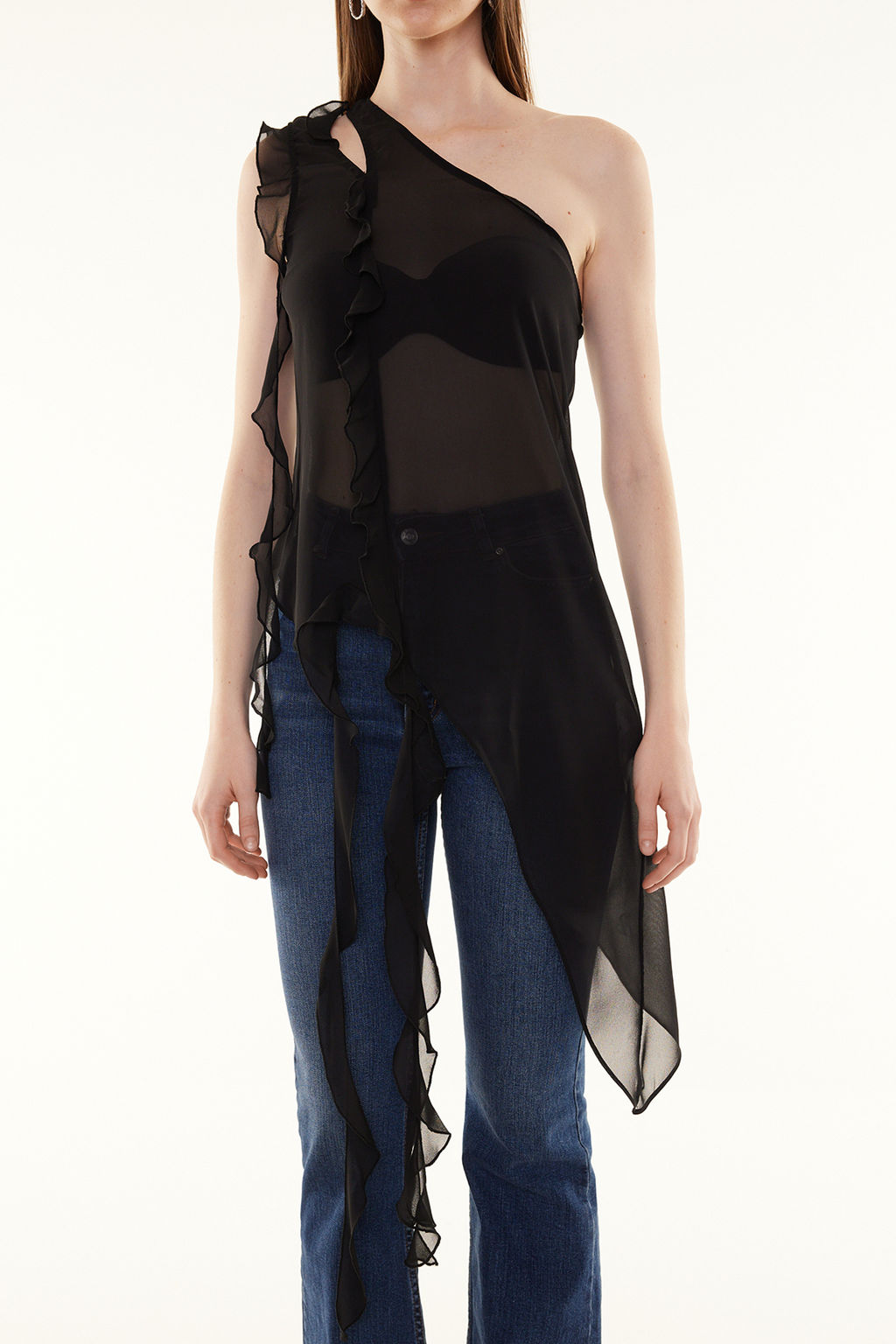 Siyah F?rf?rl? Dokuma Bluz TPRSS24BZ00022 - Trendyolmilla фото 5