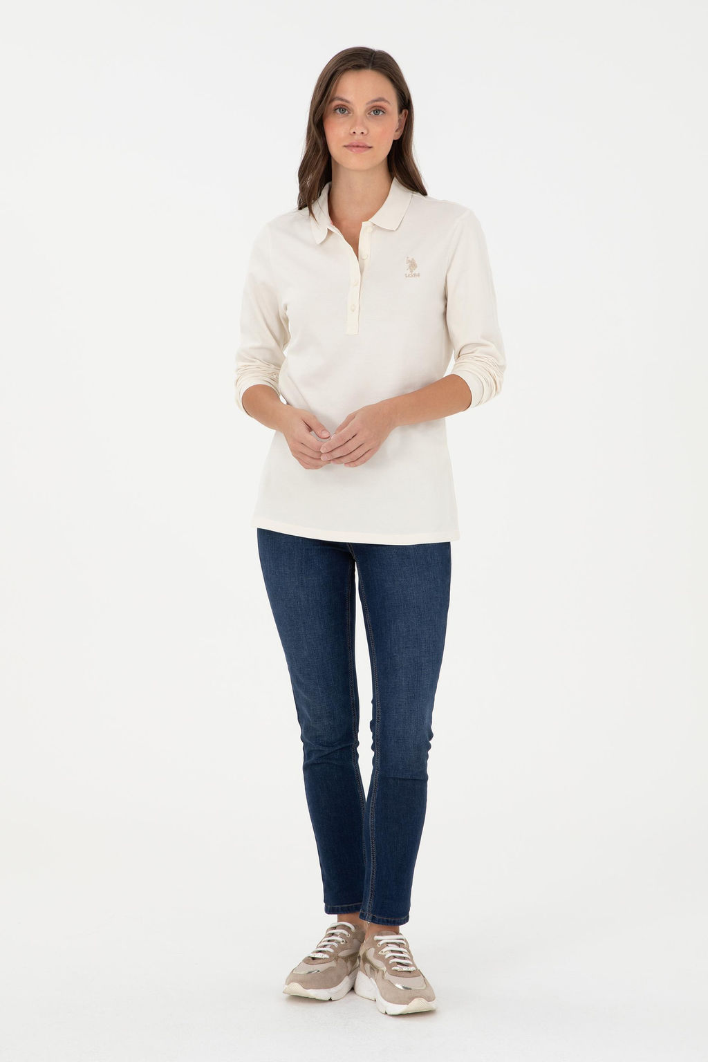 Женский кремовый базовый свитшот Неожиданная скидка в корзине - U.s. polo assn фото 4