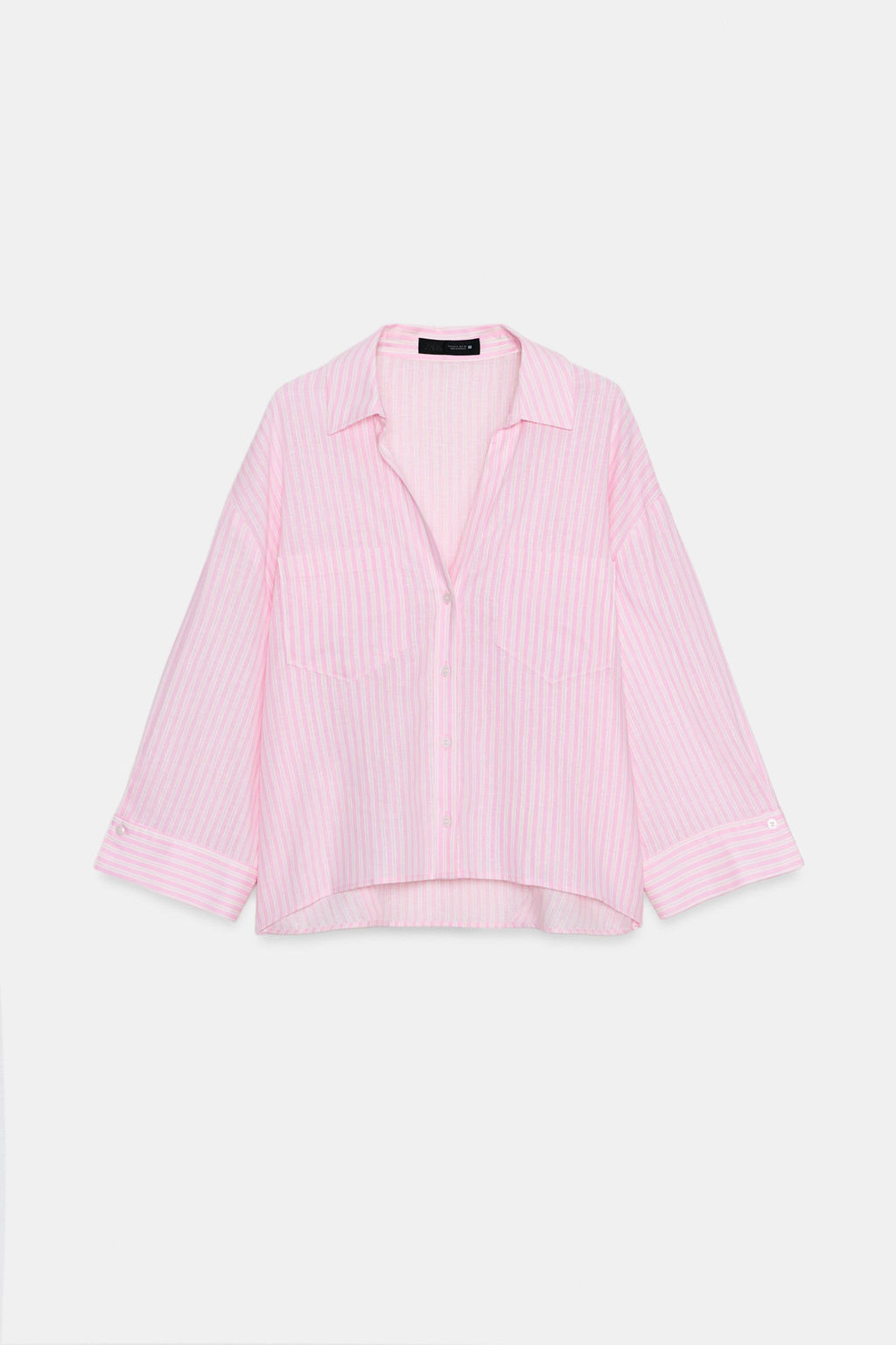CAMISA FLUIDA CON LINO / Rosa / Blanco - Zara фото 6