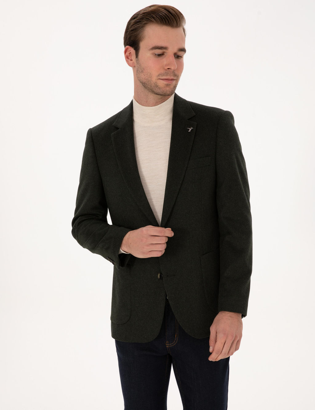 Koyu Haki Slim Fit Ceket