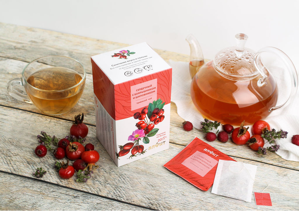 Травяной чай "Сердечный с боярышником и шиповником", 40 г (20 ф/п по 2 г) Алфит 8584
