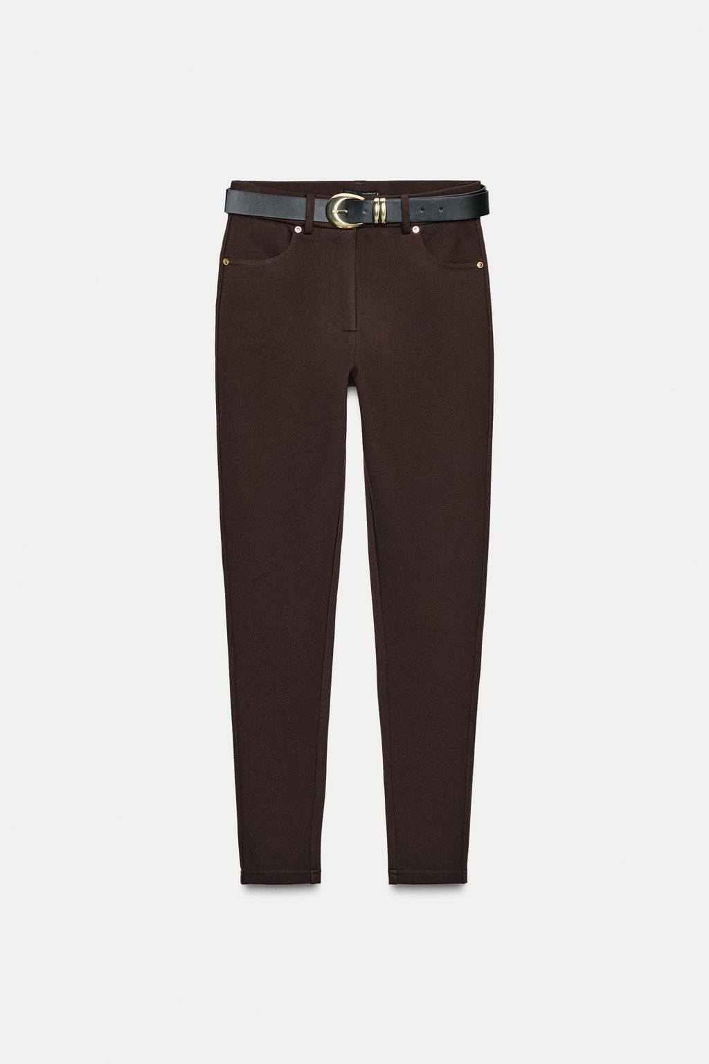 MID-WAIST BELTED JEGGINGS - Zara фото 7
