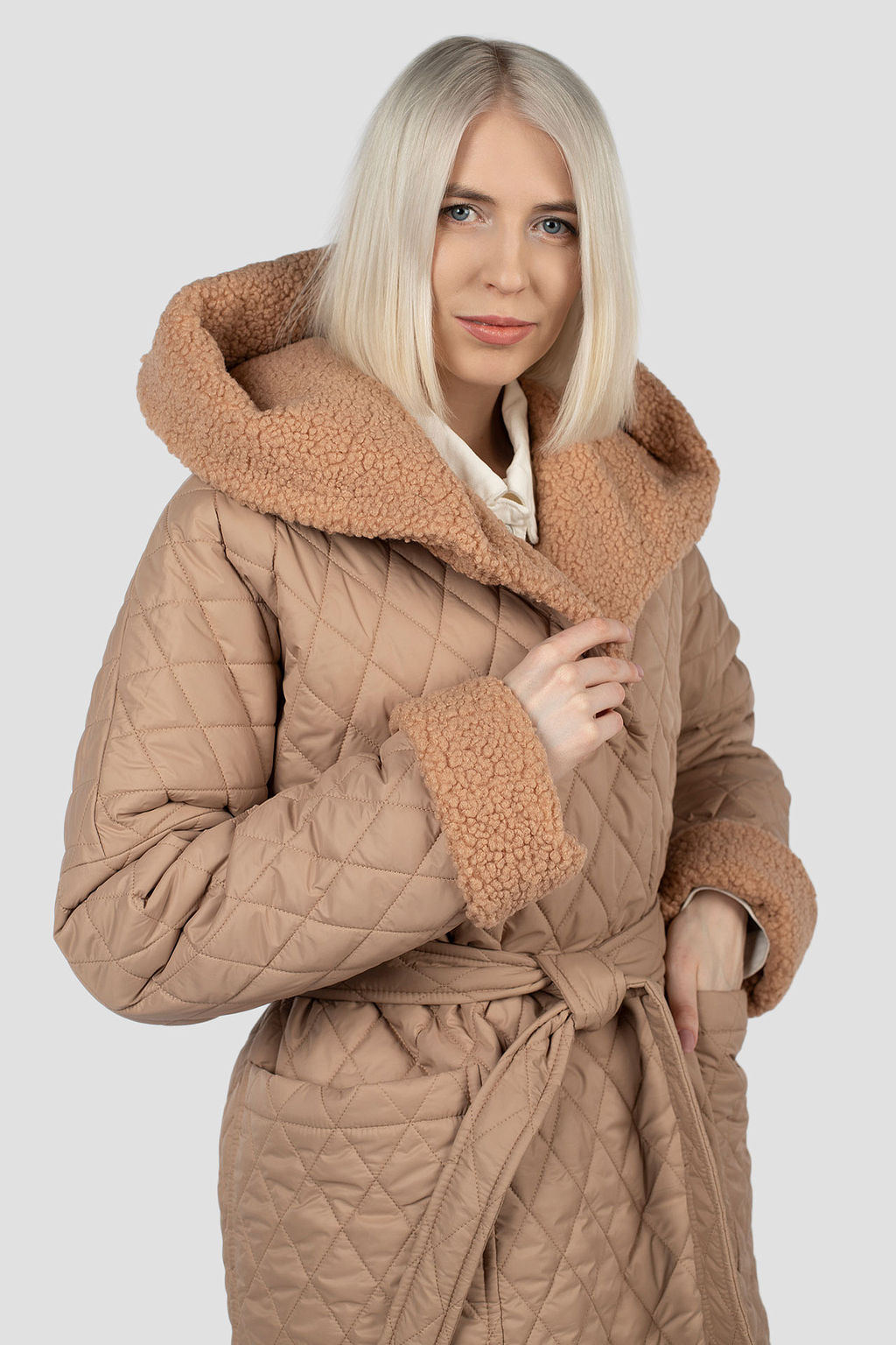 05-2133 Куртка женская зимняя (пояс) - El podio фото 7