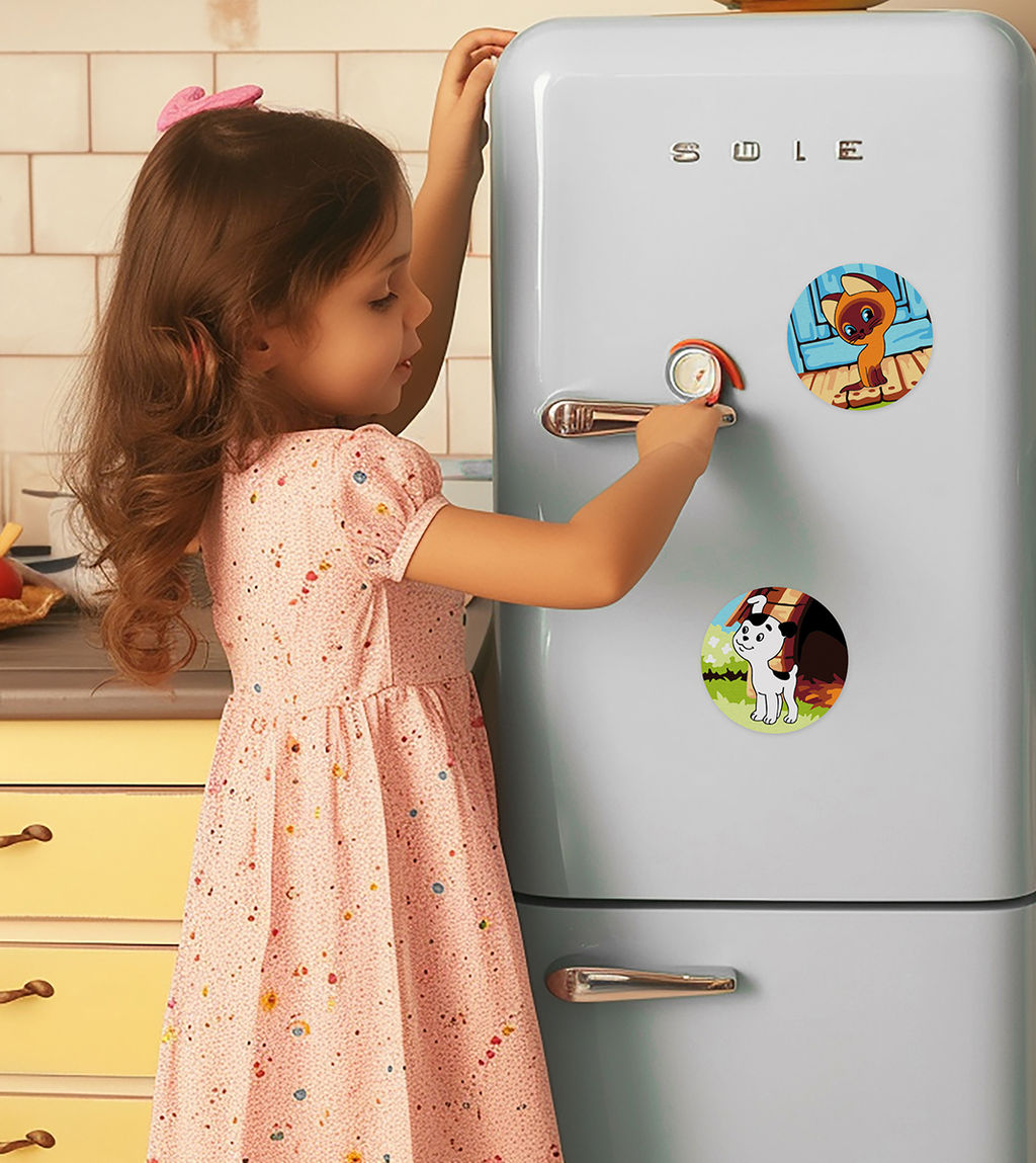 ФРЕЯ CMF-PNBM-004 Набор для раскрашивания по номерам (на магните) 9 х 9 см Котёнок Гав и Шарик