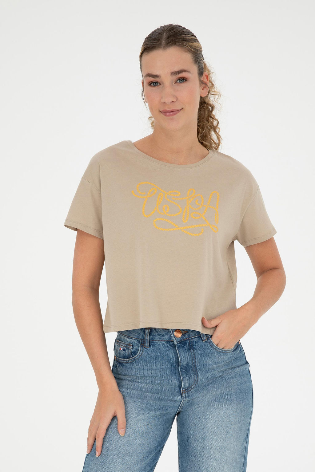 Женская футболка светло-хаки - U.s. polo assn фото 8