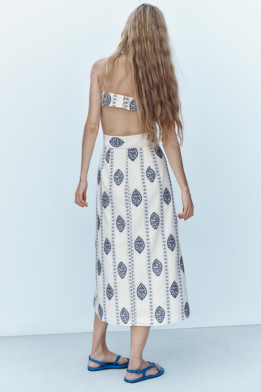 MIDI DRESS WITH CUT-OUT EMBROIDERY - Zara фото 5