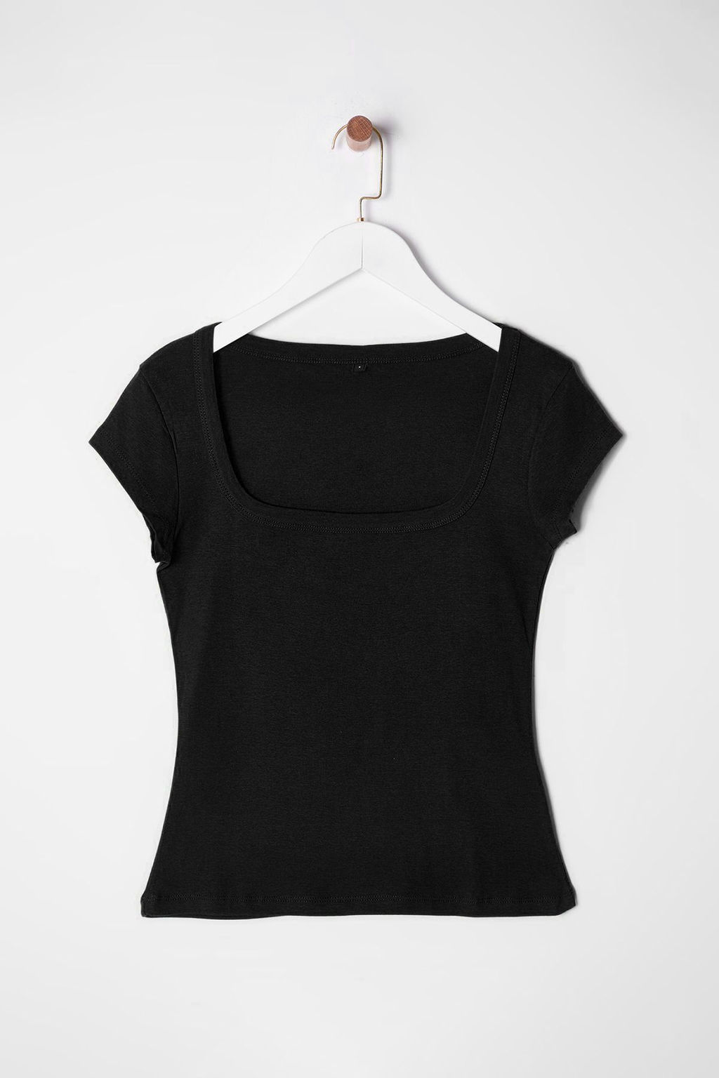 Siyah Kare Yaka Fitted/Vucuda Oturan Orme Bluz TWOSS25BZ00020