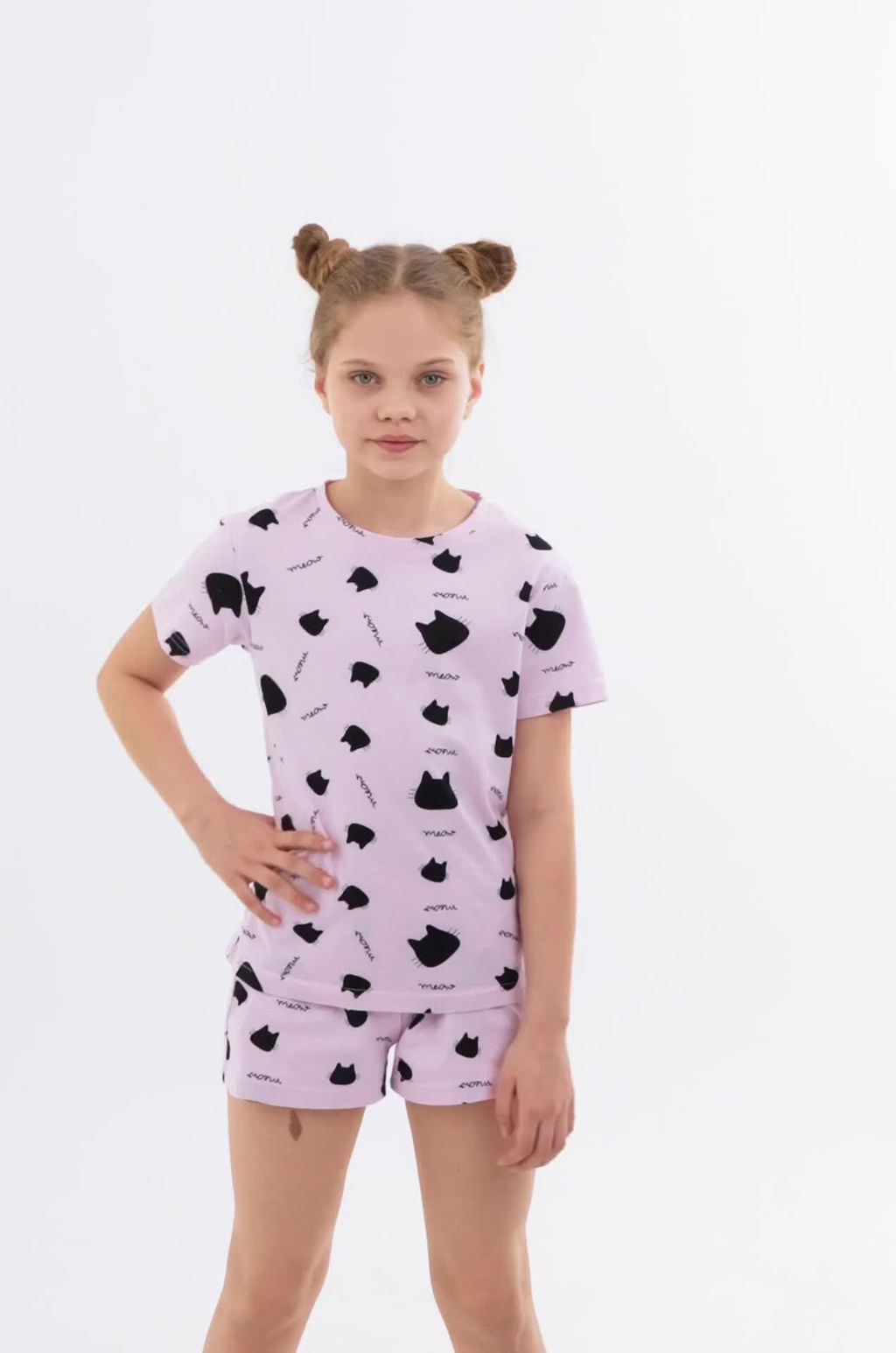 Хлопковая пижама для девочки с шортами Happyfox