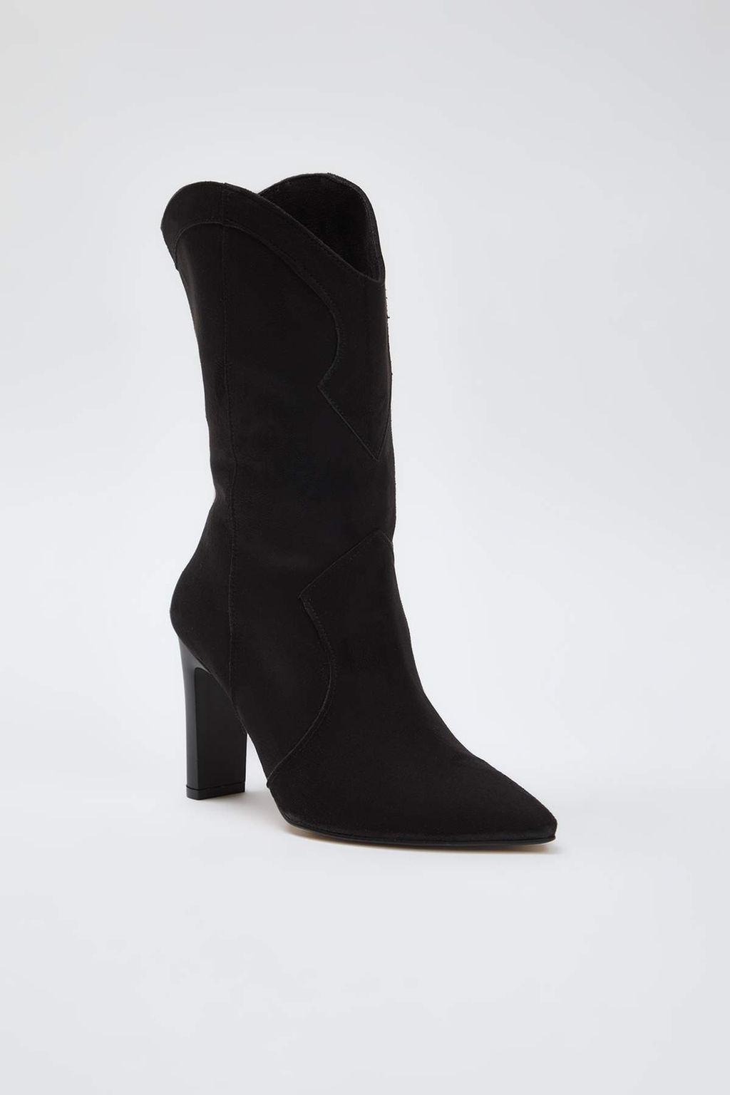 Siyah Suet Sivri Burun Blok Topuklu Kad?n Cizme TAKAW26CZ00016 - Trendyolmilla фото 2