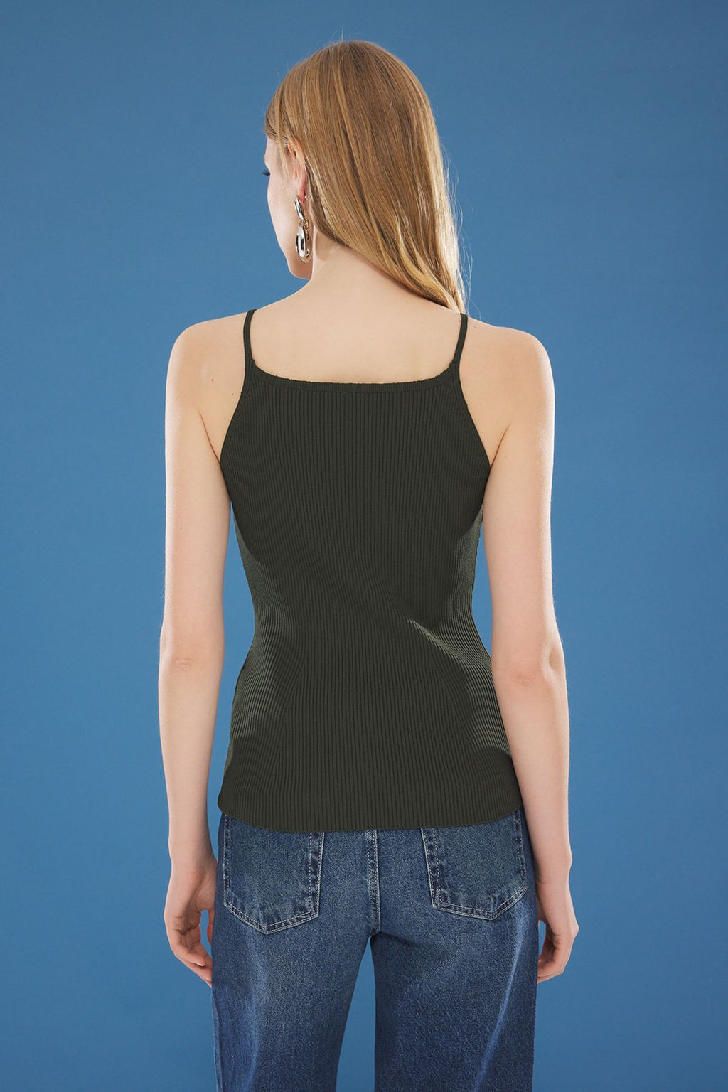 Koyu Haki Halter Yaka Ask?l? Ince Bluz TWOSS25BZ00320