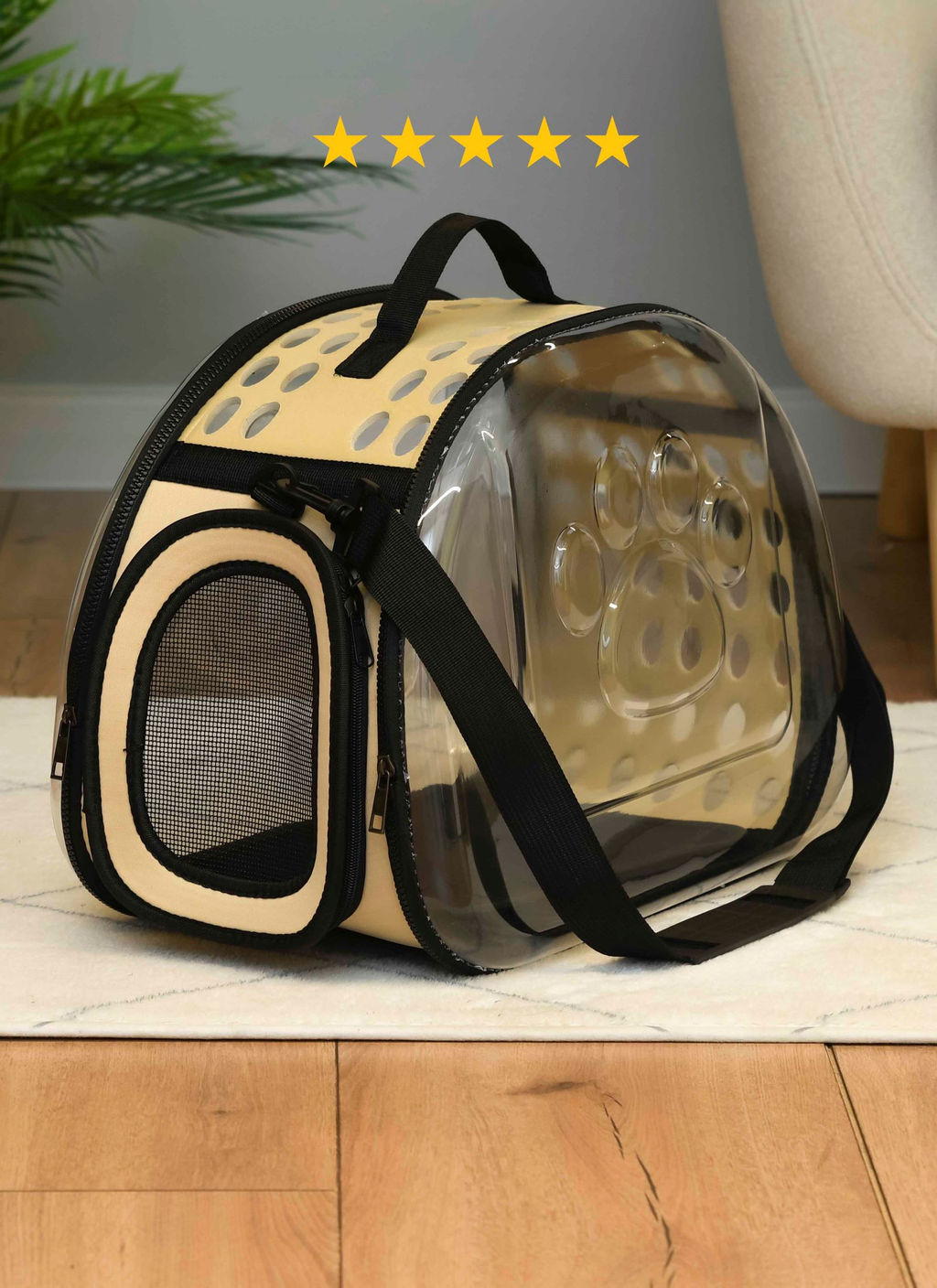 ВВА Переноска сумка для животных складная прозрачная/абрикосовая PS001 PS001