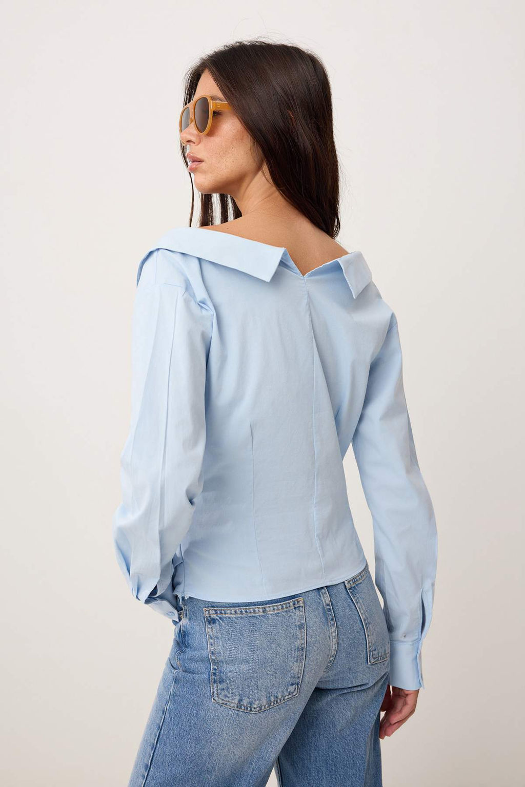 Ac?k Mavi Kay?k Yaka Poplin Dokuma Bluz TWOSS26BZ00420 - Trendyolmilla фото 4