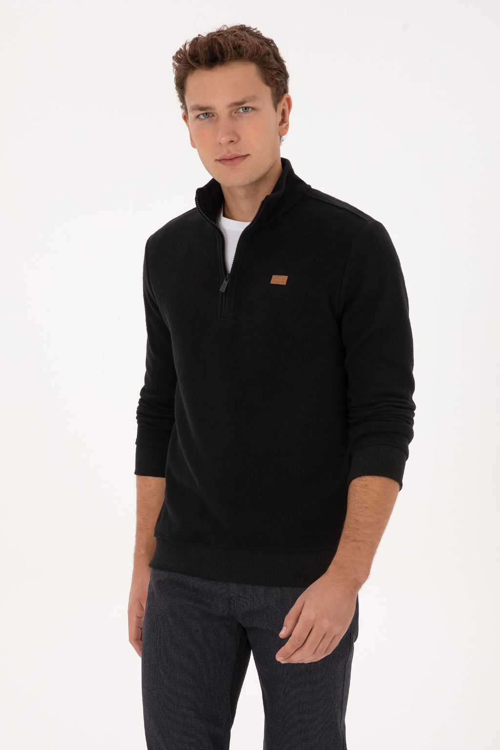 Erkek Siyah Basic Sweatshirt