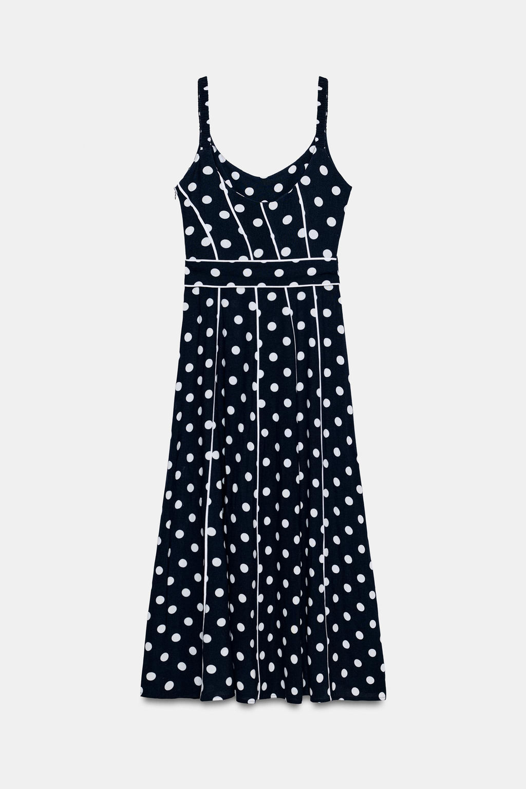 VESTIDO MIDI LUNARES CINTUR?N / Marino / Blanco - Zara фото 12