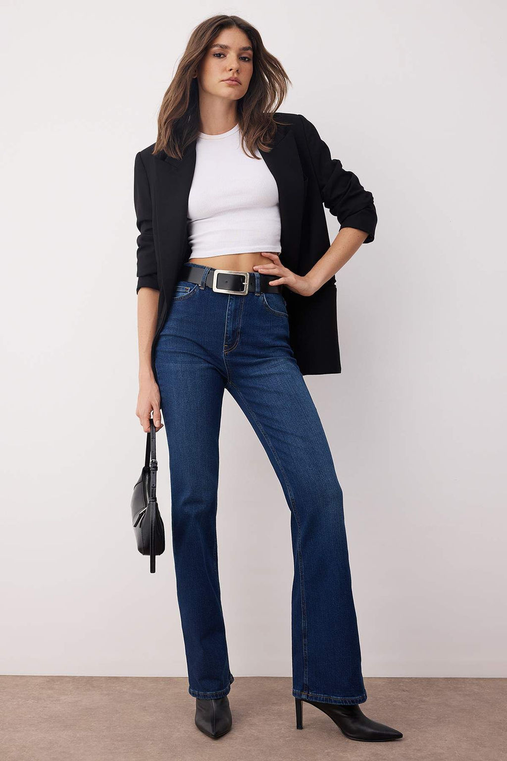 Siyah Normal Bel Comfort Flare Jeans TWOAW26JE00049