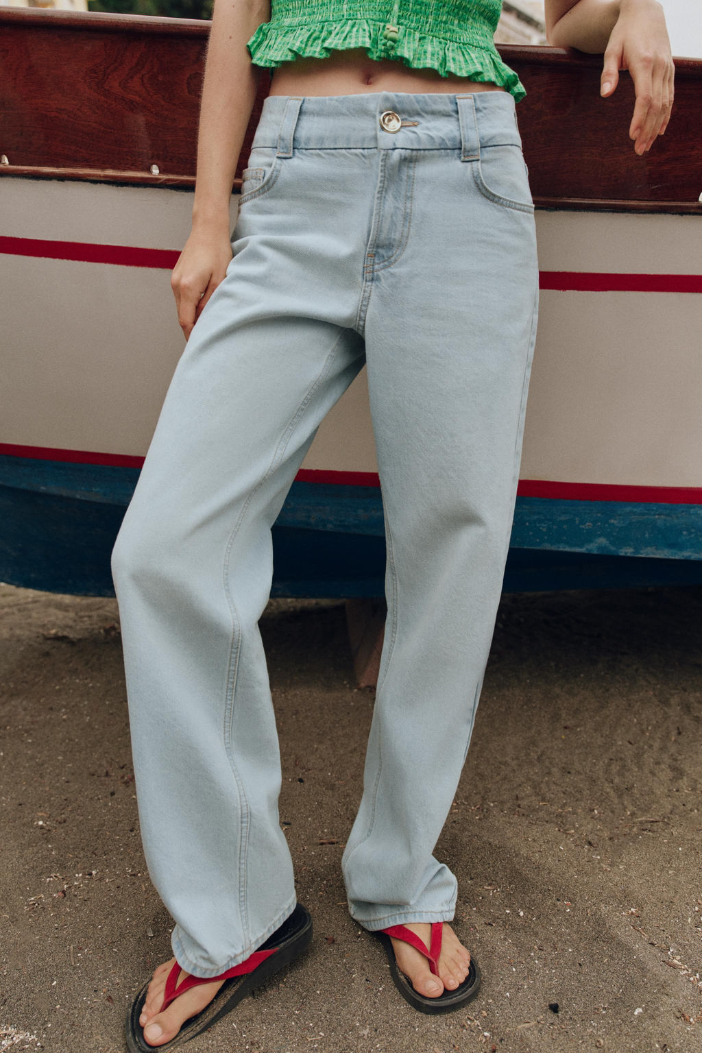 JEANS Z1975 STRAIGHT TIRO ALTO CINTURA ANCHA / Azul claro - Zara фото 2