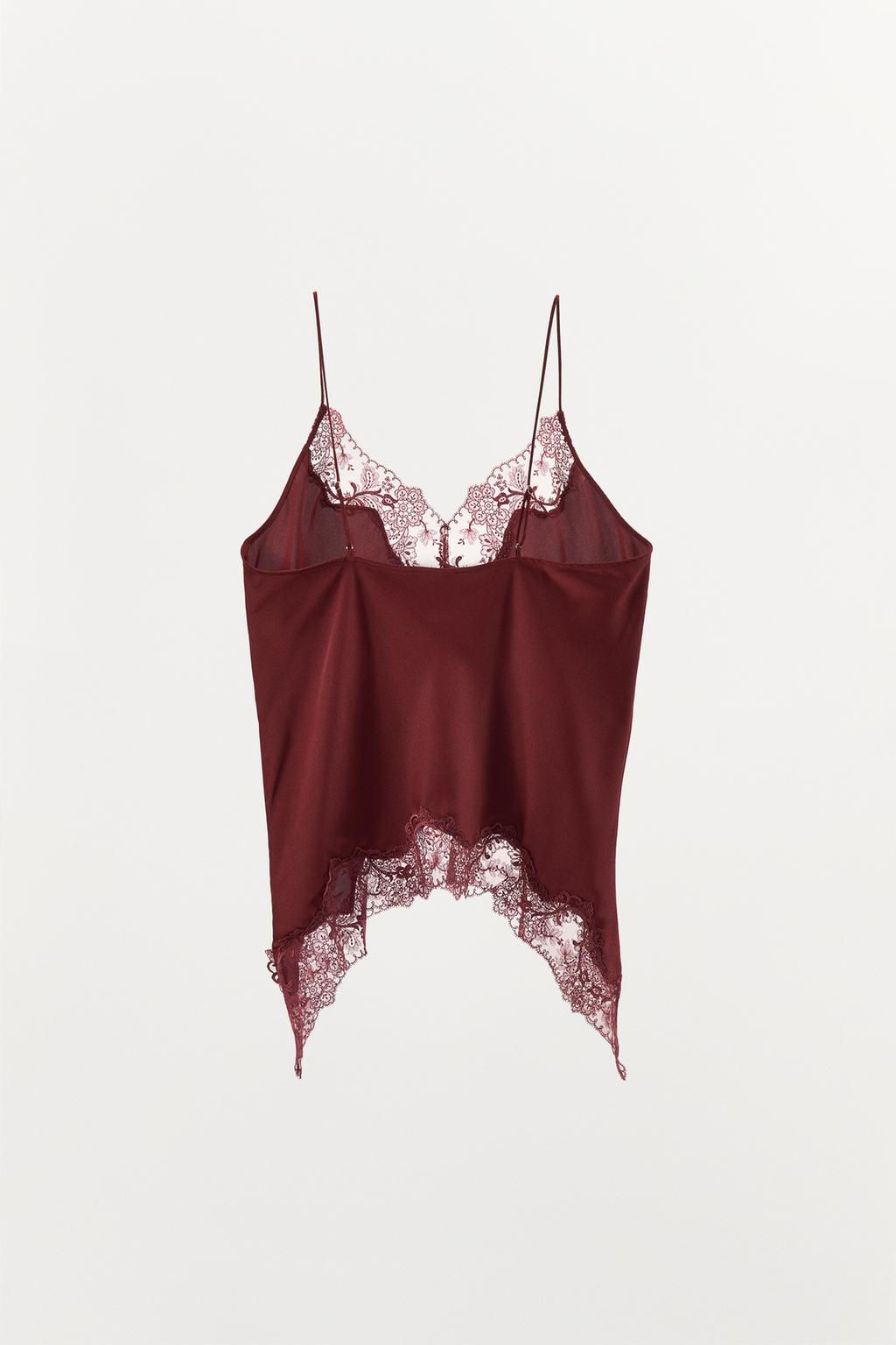 LACE-TRIMMED CAMISOLE TOP - Zara фото 5
