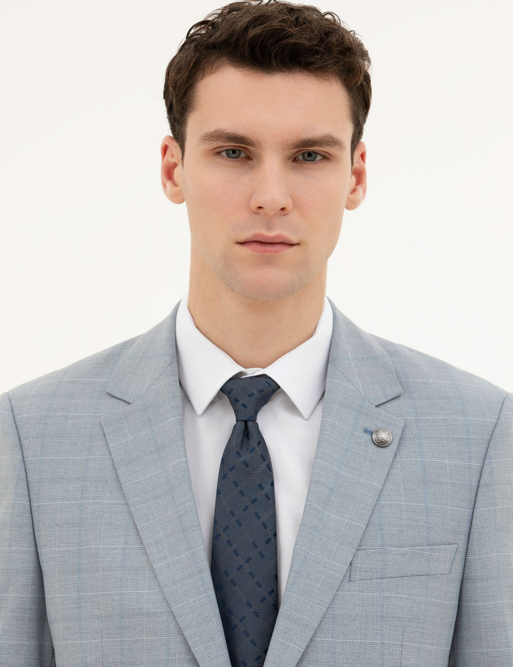 A__k Mavi Slim Fit Tak_m Elbise