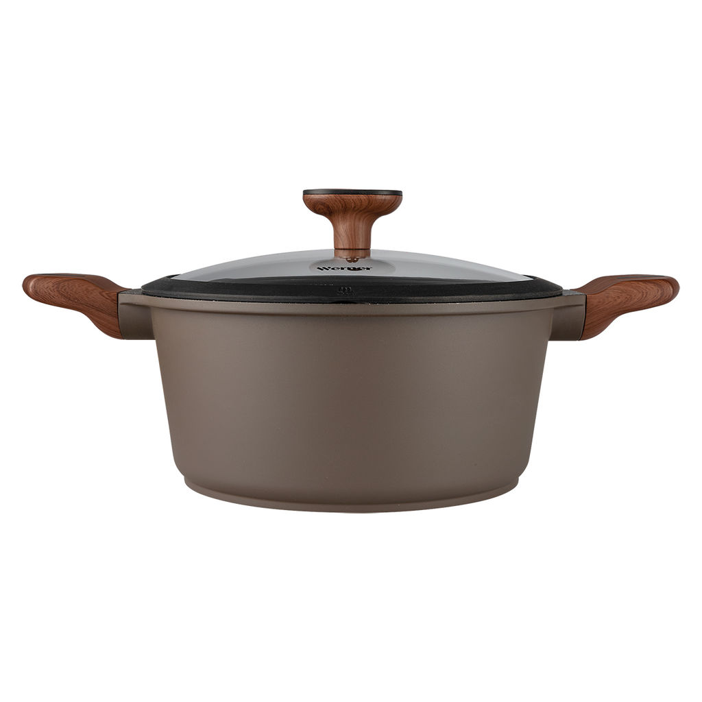 51471 WERNER Кастрюля DONO 24,0x11,5 см/4,3 л с индукционным дном, с двухслойным мраморным антипригарным покрытием Pfluon, бакелитовая ручка с покрытием Soft Touch, крышка с силиконовым ободом. Матери  фото 2