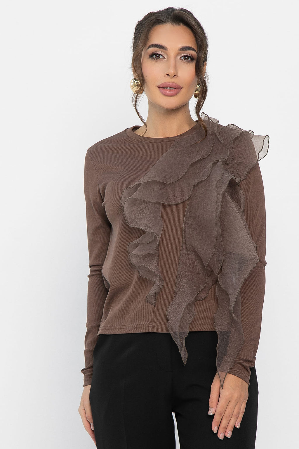 Блуза Риана (трикотаж Лапша и органза) - Lt collection фото 14