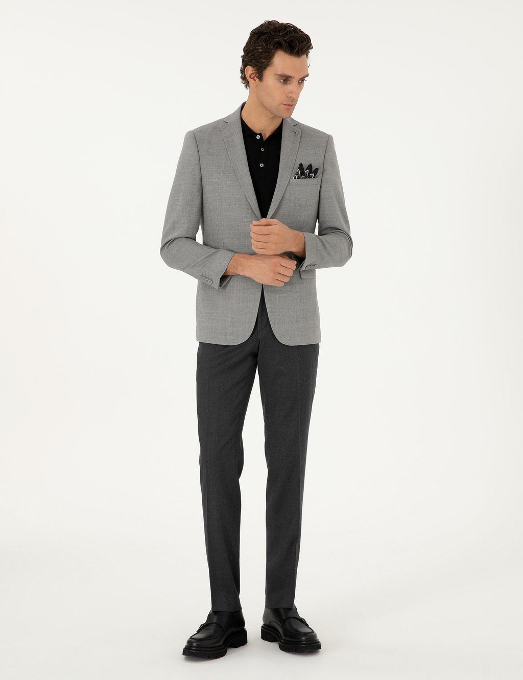 Брюки узкого кроя из ткани антрацитового цвета - Cacharel фото 3