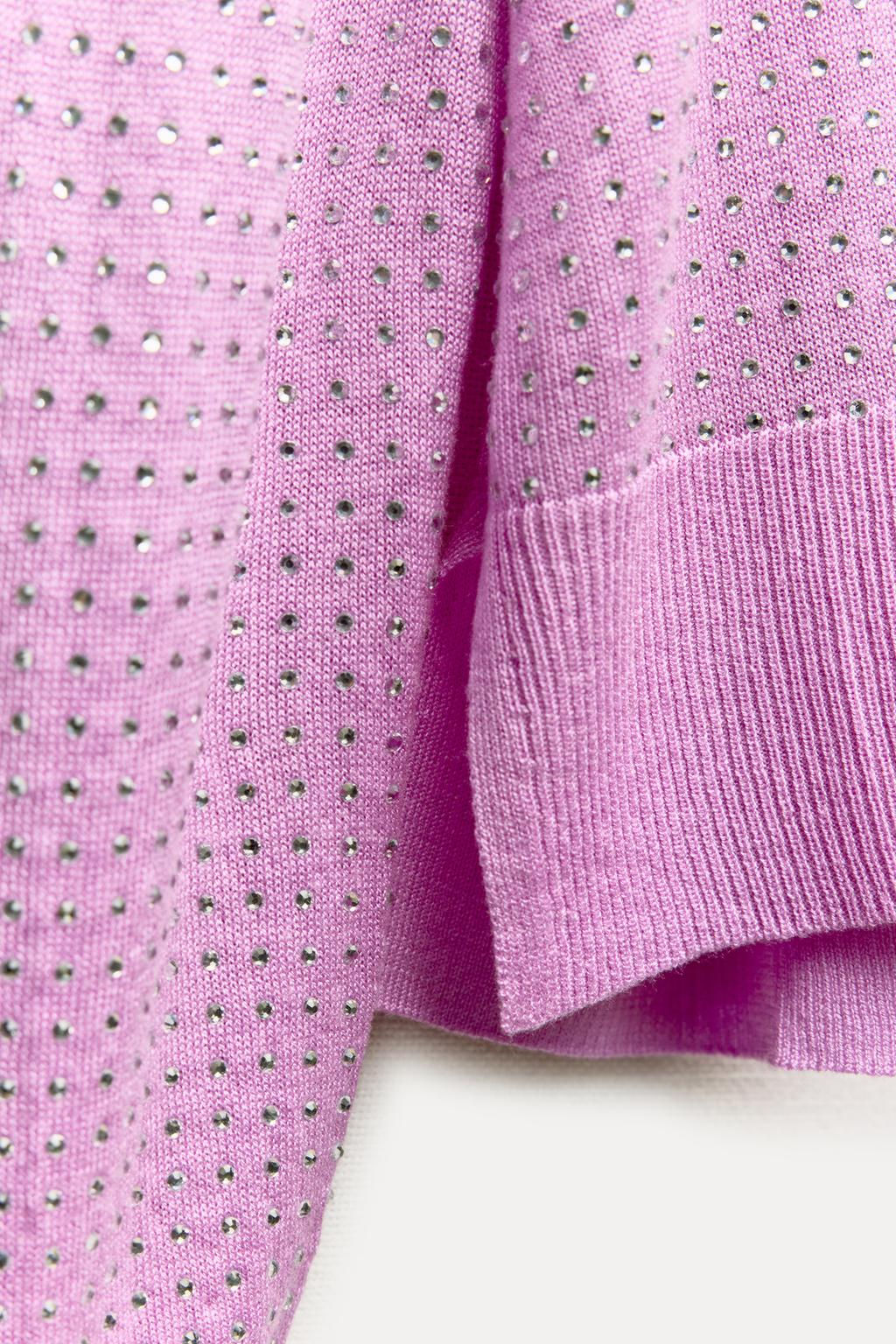 FINE KNIT TOP WITH RHINESTONE DETAIL - Zara фото 22