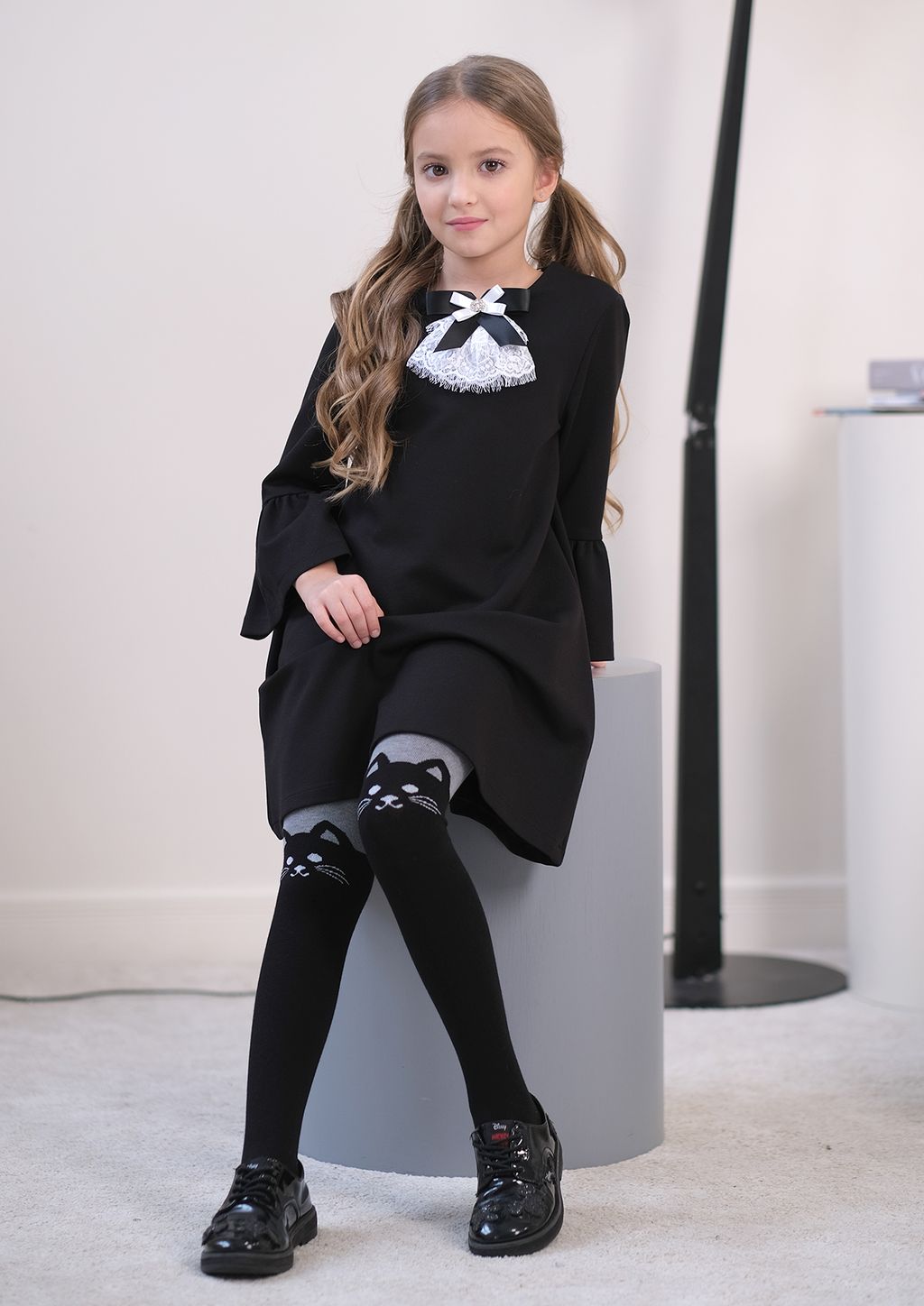 Кошка, колготки детские серый/134-140